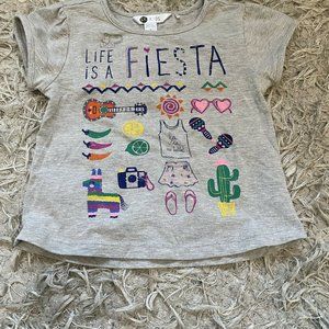 PL Kids Girls Grey Life Is A Fiesta Short Sleeve Tshirt Size 5